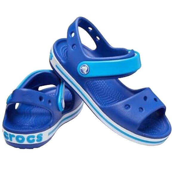 Crocs Crocband Sandals Blue Adjustable Hook & Loop Strap Juniors 3 Water Shoes - Picture 1 of 9